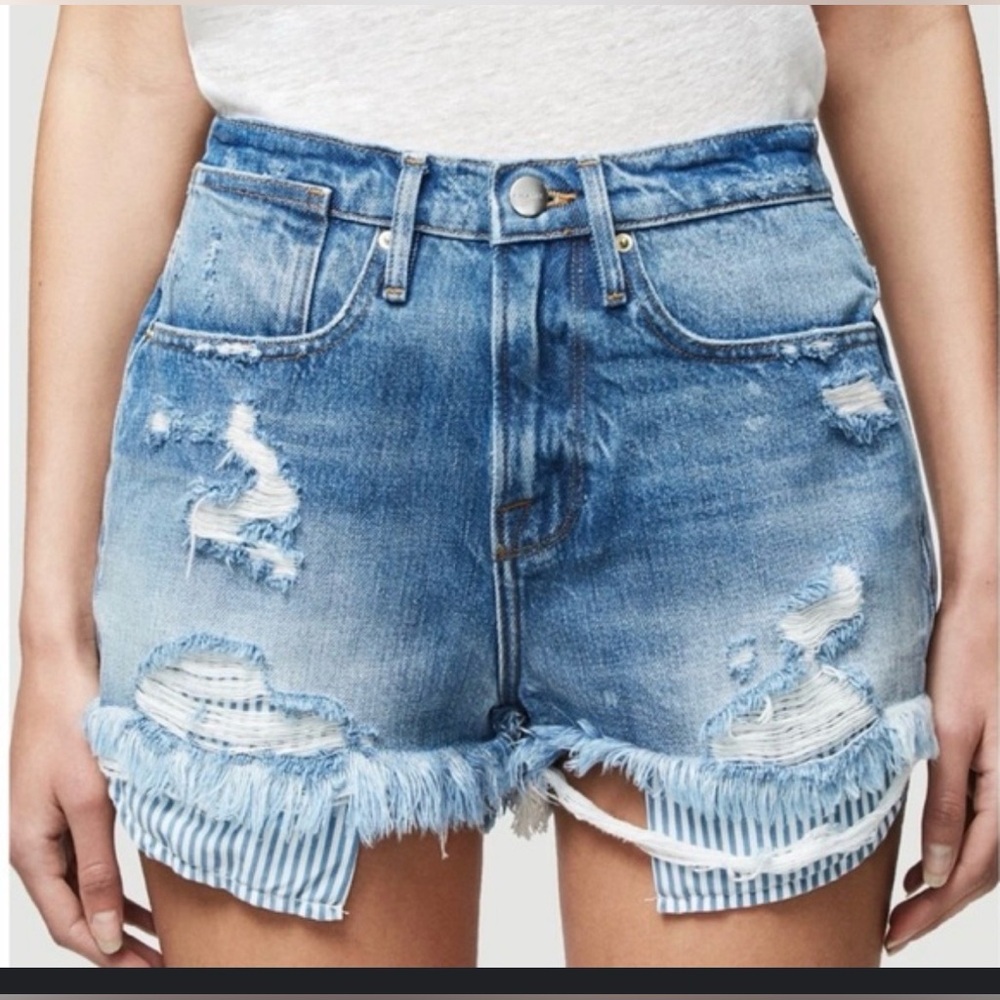 Frame Denim Le Stevie Denim Short Light Blue Distressed Sz 27